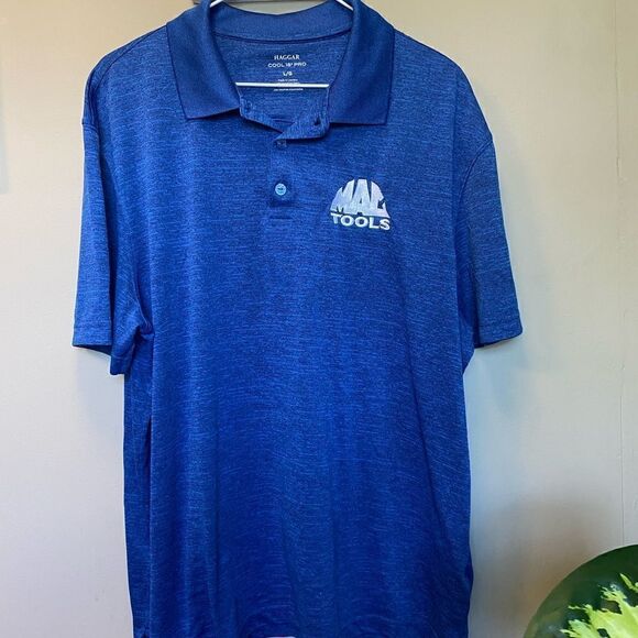 Mens Large Blue Haggar Cool Pro Collared Shirt with MAC Tools embroidered Logo - Picture 1 of 3